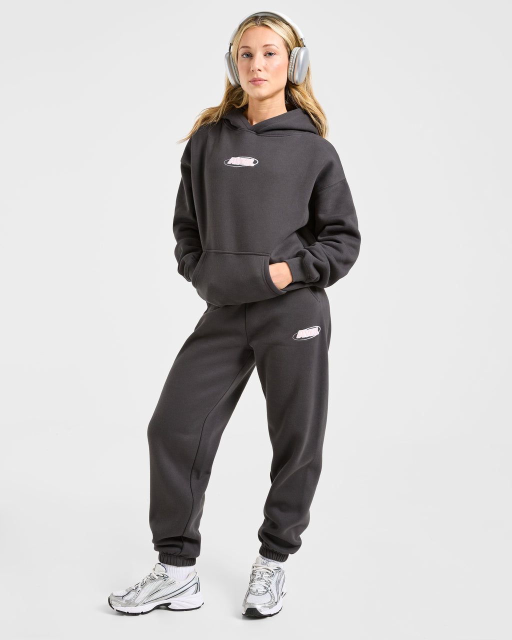Sports Essentials Oversized Joggers - Charcoal/Rose