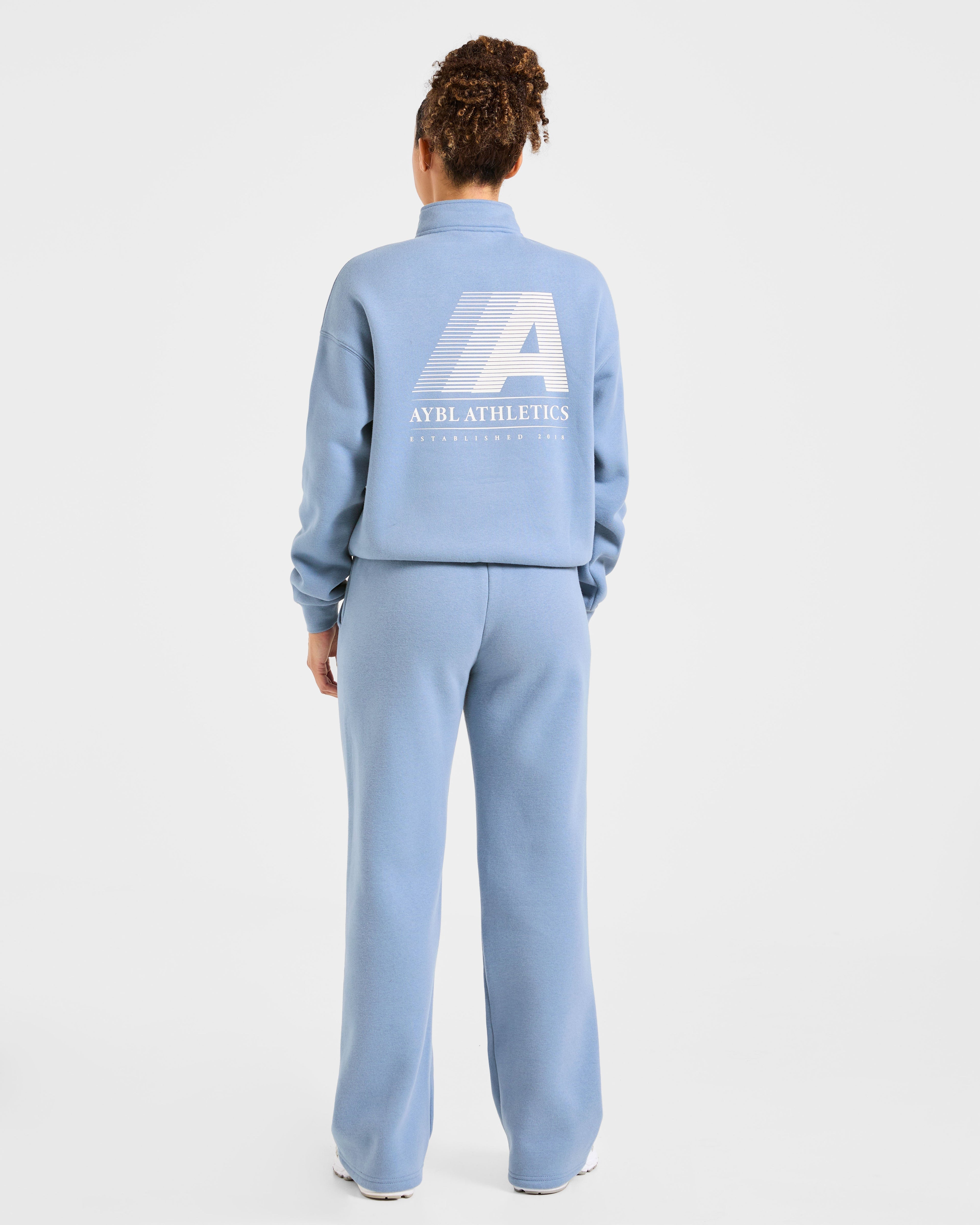Retro Athletics Oversized 1/4 Zip Pullover - Vintage Bleu