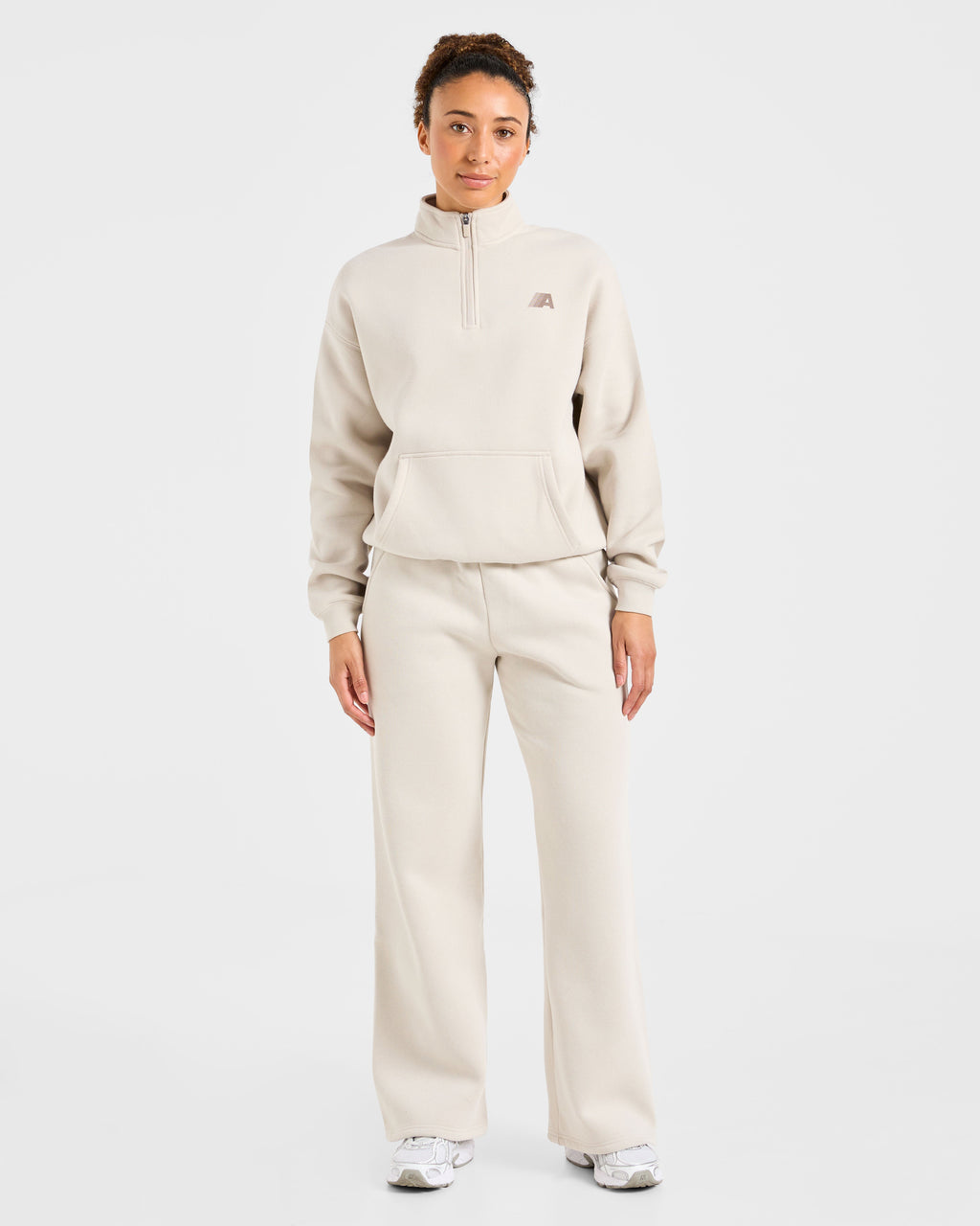 Retro Athletics Oversized 1/4 Zip Pullover - Sand