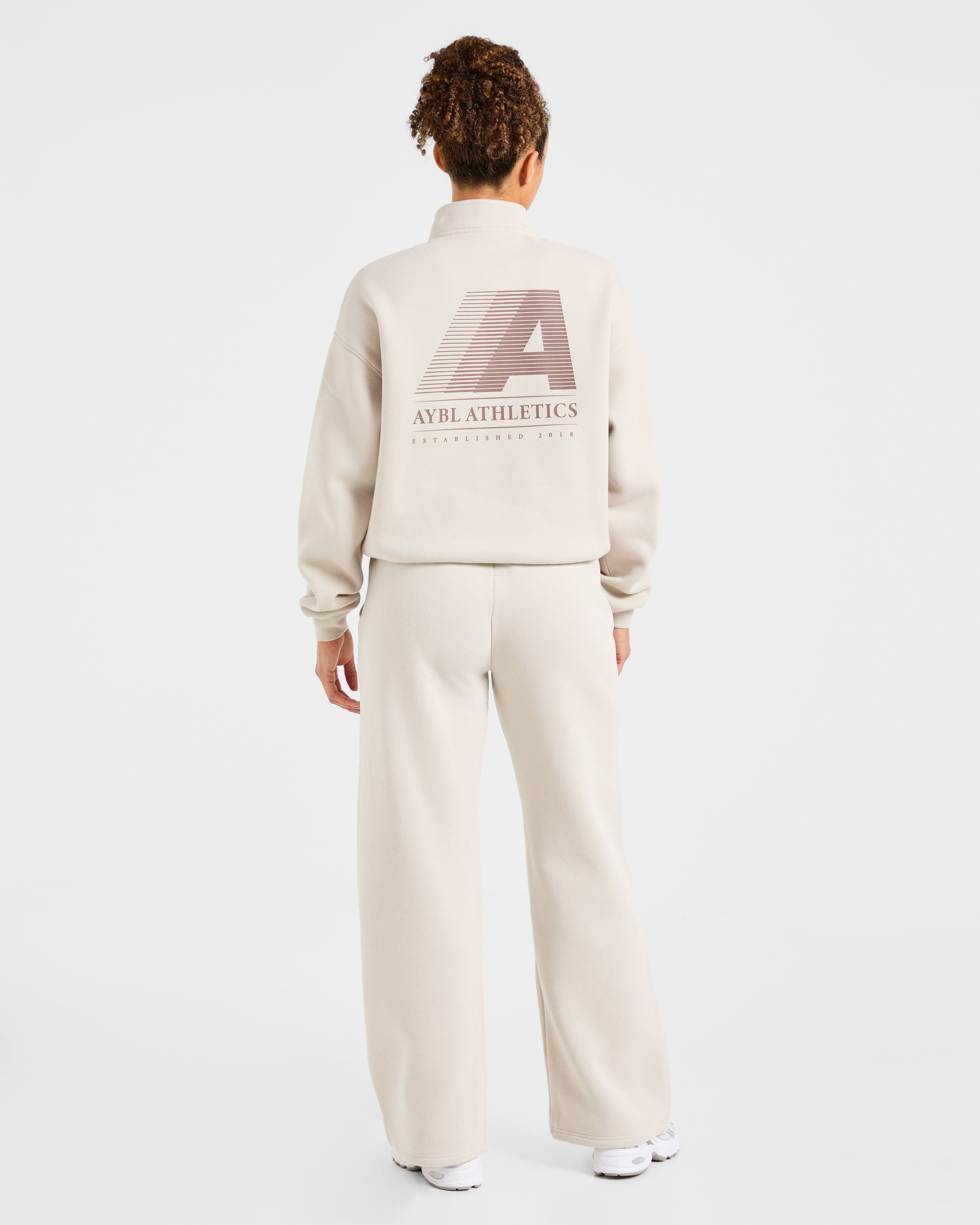 Retro Athletics Oversized 1/4 Zip Pullover - Sand