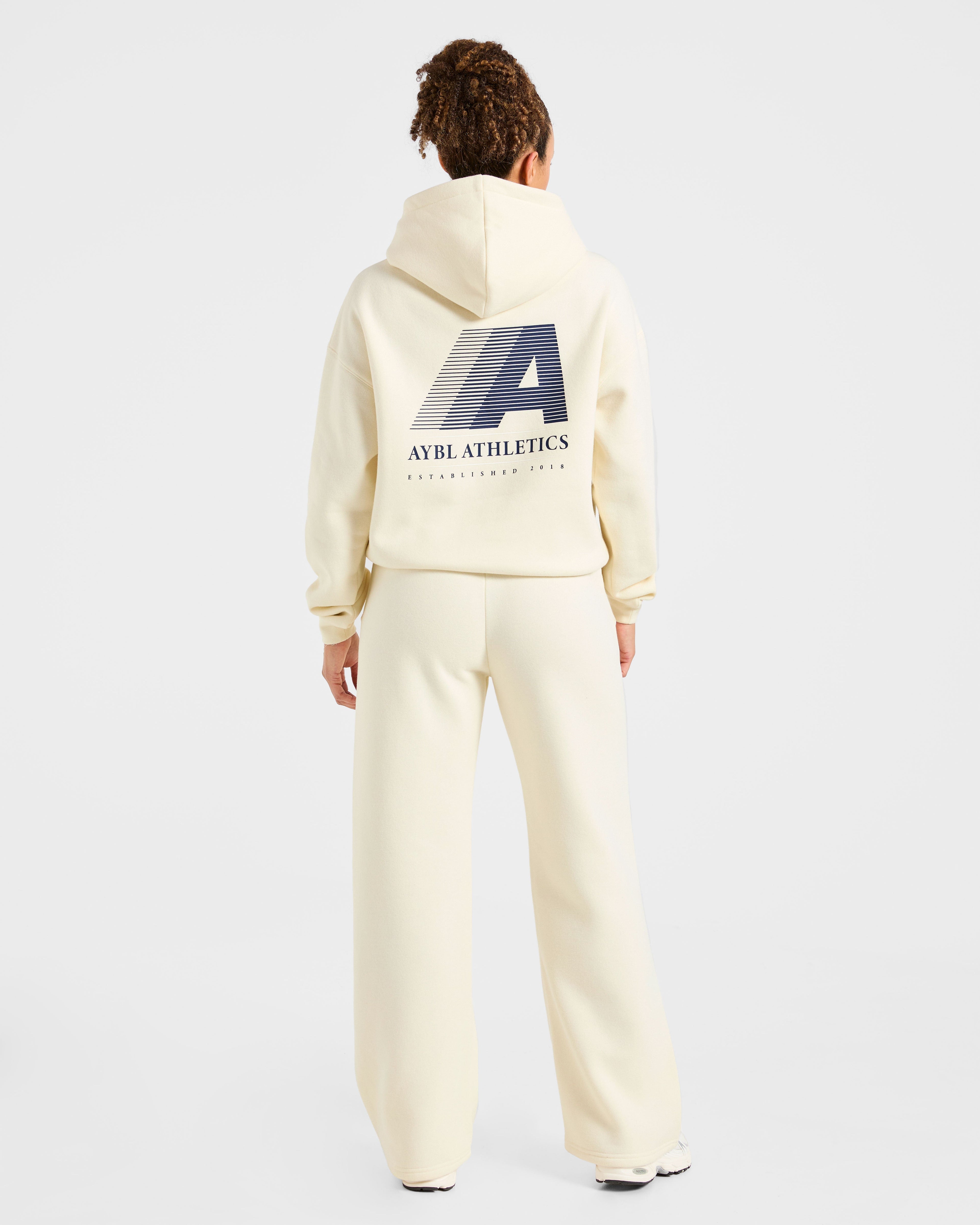 Retro Athletics Oversized Hoodie - Butter Jaune/Navy