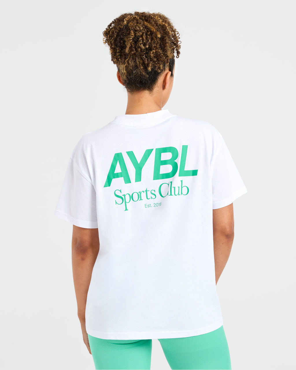 AYBL Sports Club Oversized T Shirt - Blanc/Racing Vert