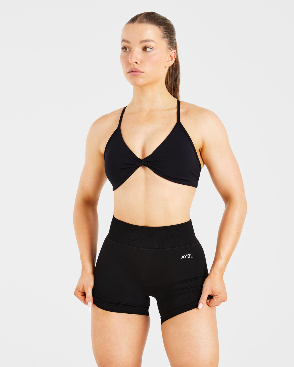 Essential Twist Crossback Sports Bra - Noir