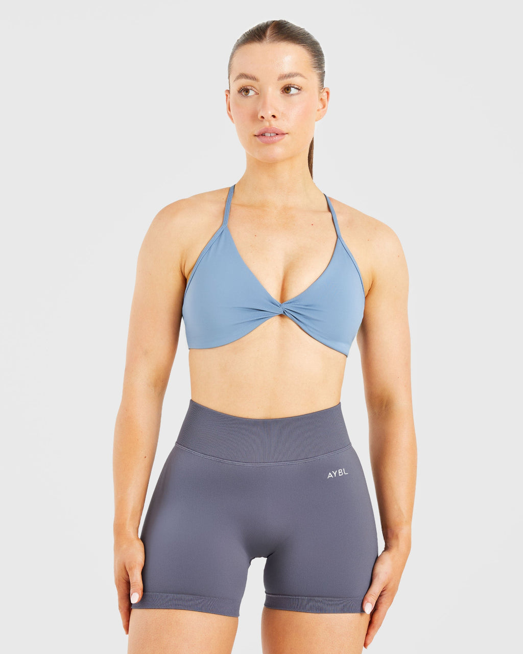 Essential Twist Crossback Sports Bra - Slate Bleu