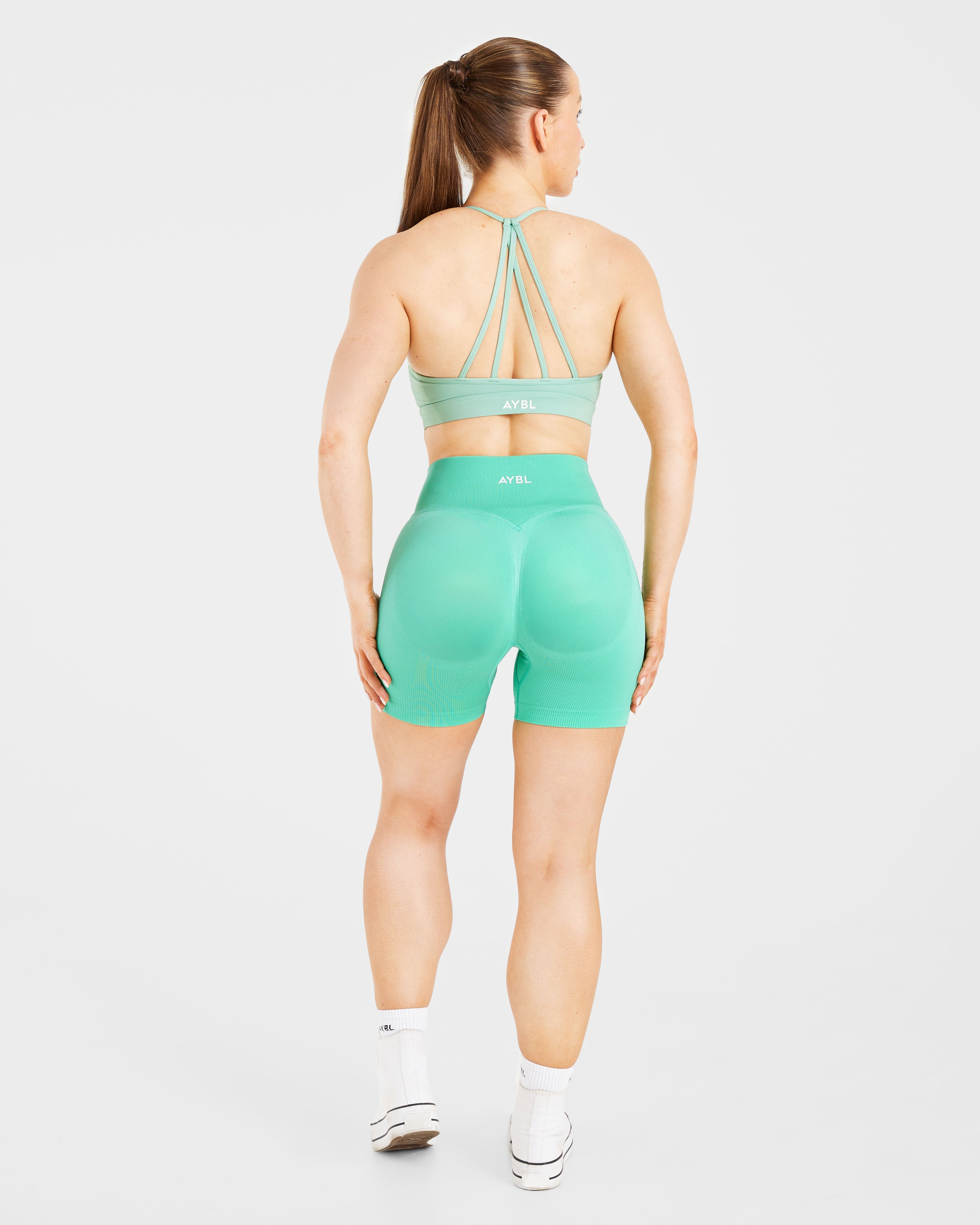 Essential V Neck Strappy Sports Bra - Light Sage