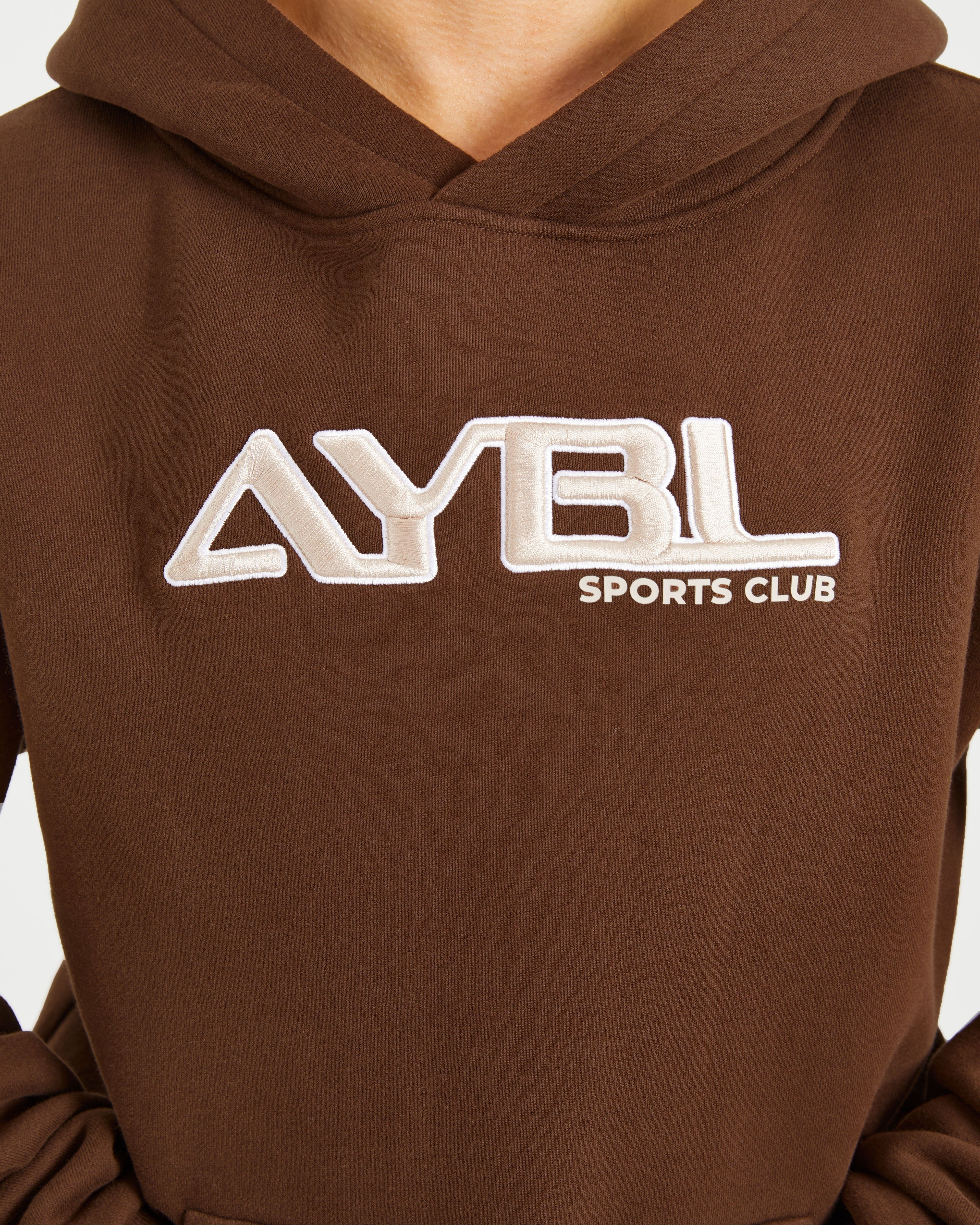 Retro Embroidered Oversized Hoodie - Brown