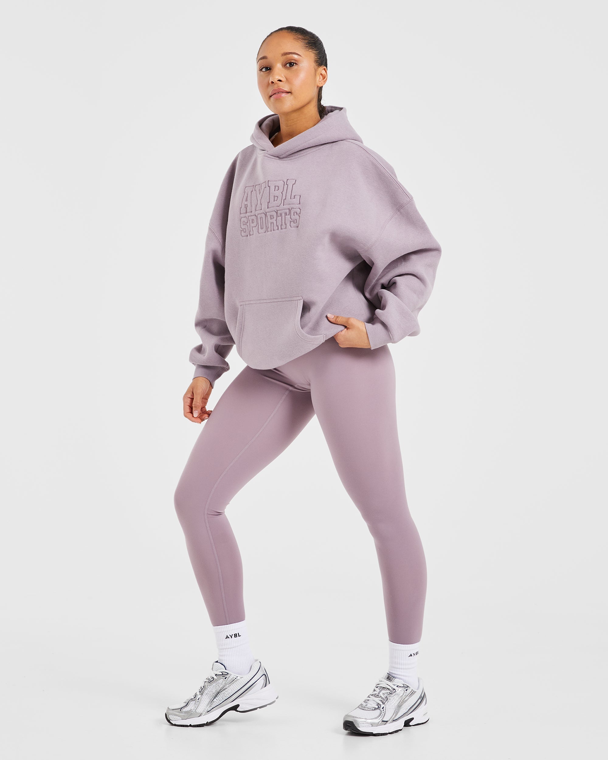 Sport Outline Oversized Hoodie - Mauve violet