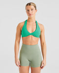 Essential Halterneck Sports Bra - Emerald Vert
