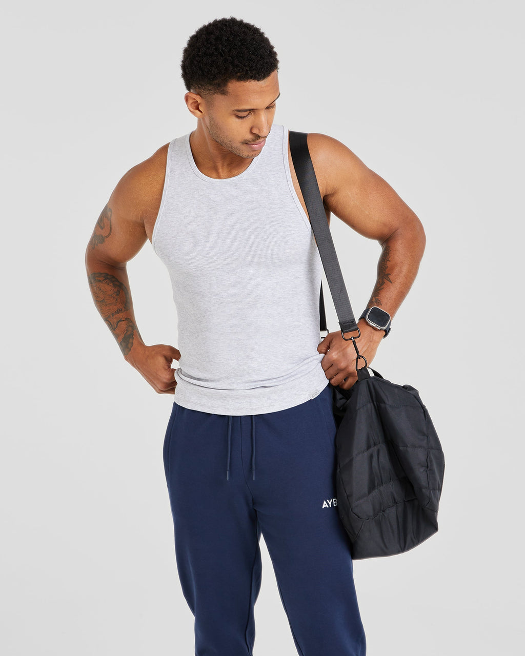 Essential Ribbed Tank - Light Gris Marl