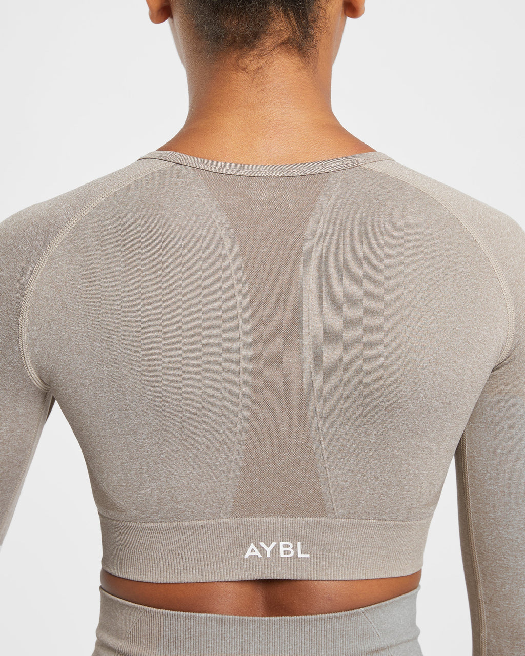 Empower Seamless Long Sleeve Crop Top - Taupe Marl