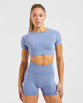 Empower Seamless Crop Top - Bleu Marl