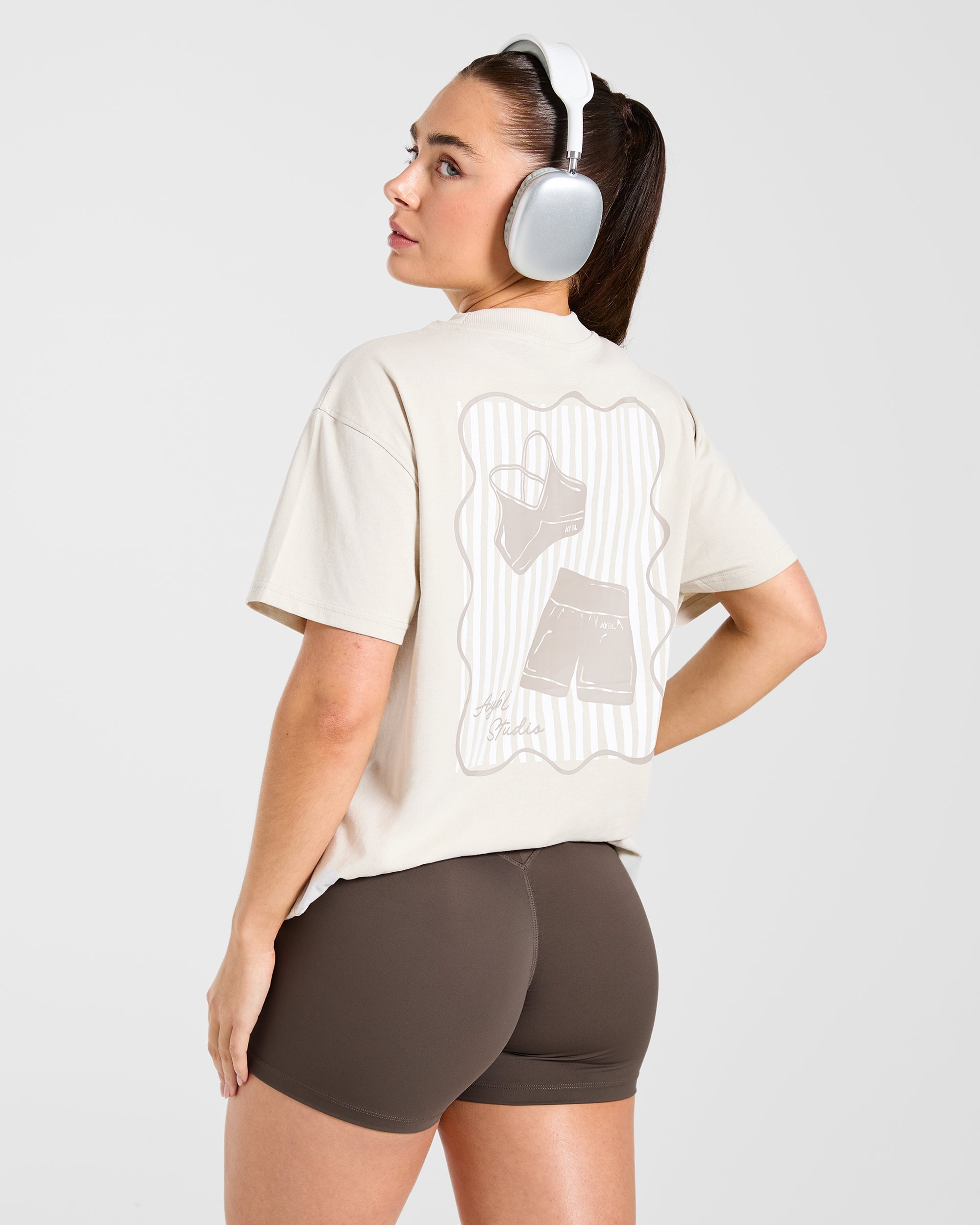 AYBL Studio Oversized T Shirt - Taupe Beige